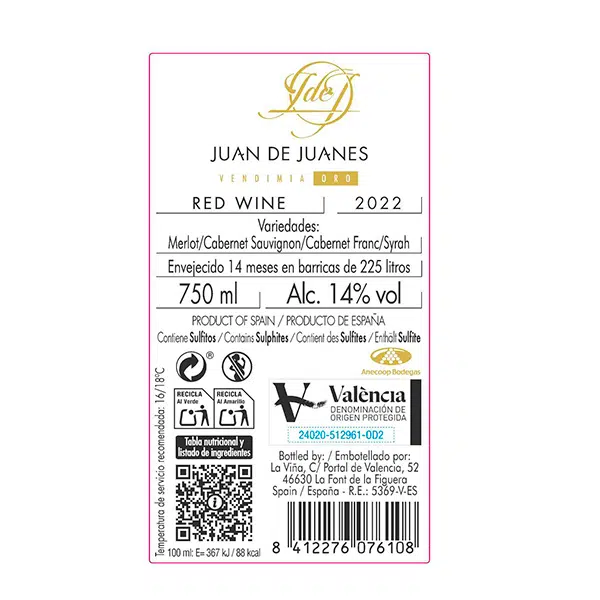 Juan de Juanes Vendimia Oro, tinto