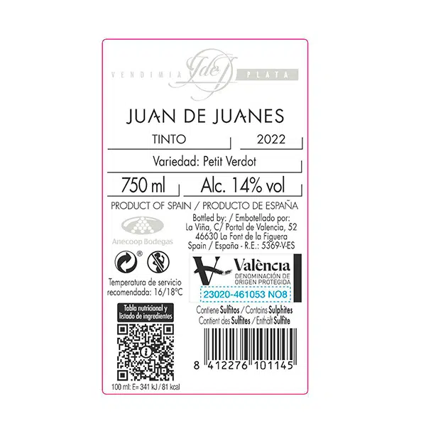 Juan de Juanes Vendimia Plata Petit Verdot